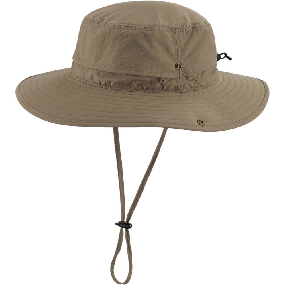 Unisex Camel 100% Nylon Wide Brim Boonie with Chin Strap Classic Cowboy Hat